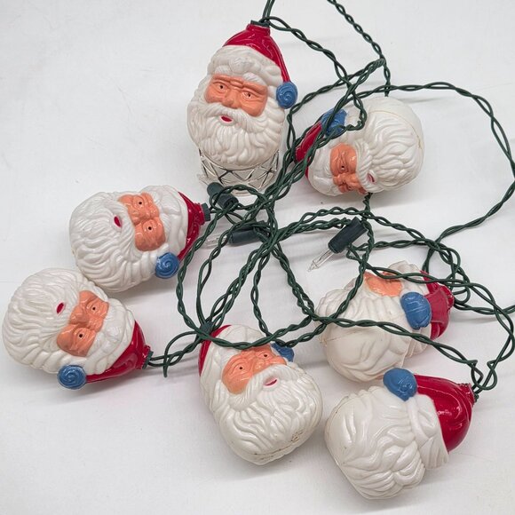 Vintage Santa Claus String Lights 8 Heads Christmas Decoration Blow Mold - Picture 4 of 6